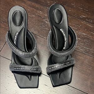 Alexander Wang Black Sandals with Rhinestone Straps
